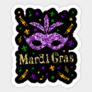 Mardi Gras 2020 Girls Mask Beads New Orleans Party Sticker